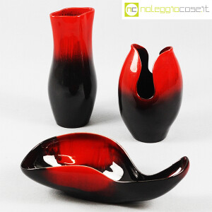 Ceramiche Franco Pozzi, set ceramiche in nero e rosso al selenio, Ambrogio Pozzi (1)