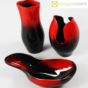 Ceramiche Franco Pozzi, set ceramiche in nero e rosso al selenio, Ambrogio Pozzi (4)