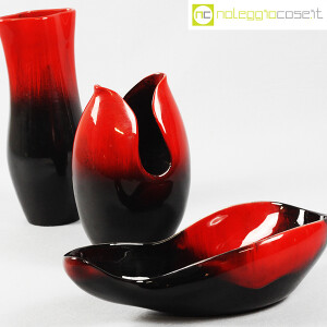 Ceramiche Franco Pozzi, set ceramiche in nero e rosso al selenio, Ambrogio Pozzi (5)