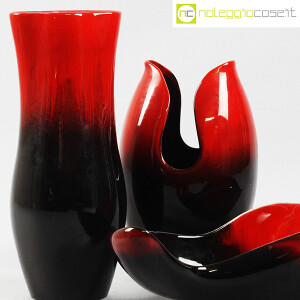 Ceramiche Franco Pozzi, set ceramiche in nero e rosso al selenio, Ambrogio Pozzi (6)